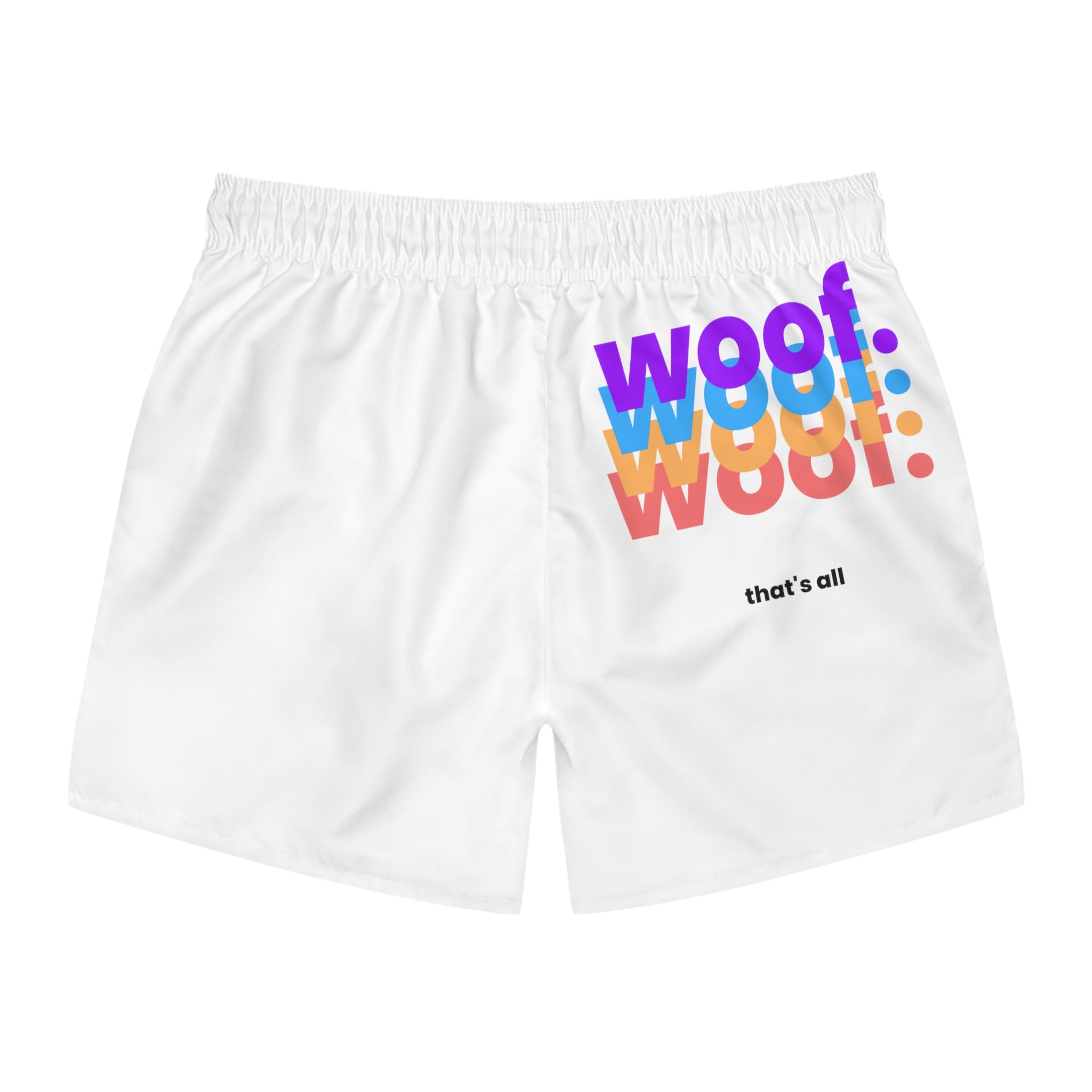 Mens "Woof" swim trunks