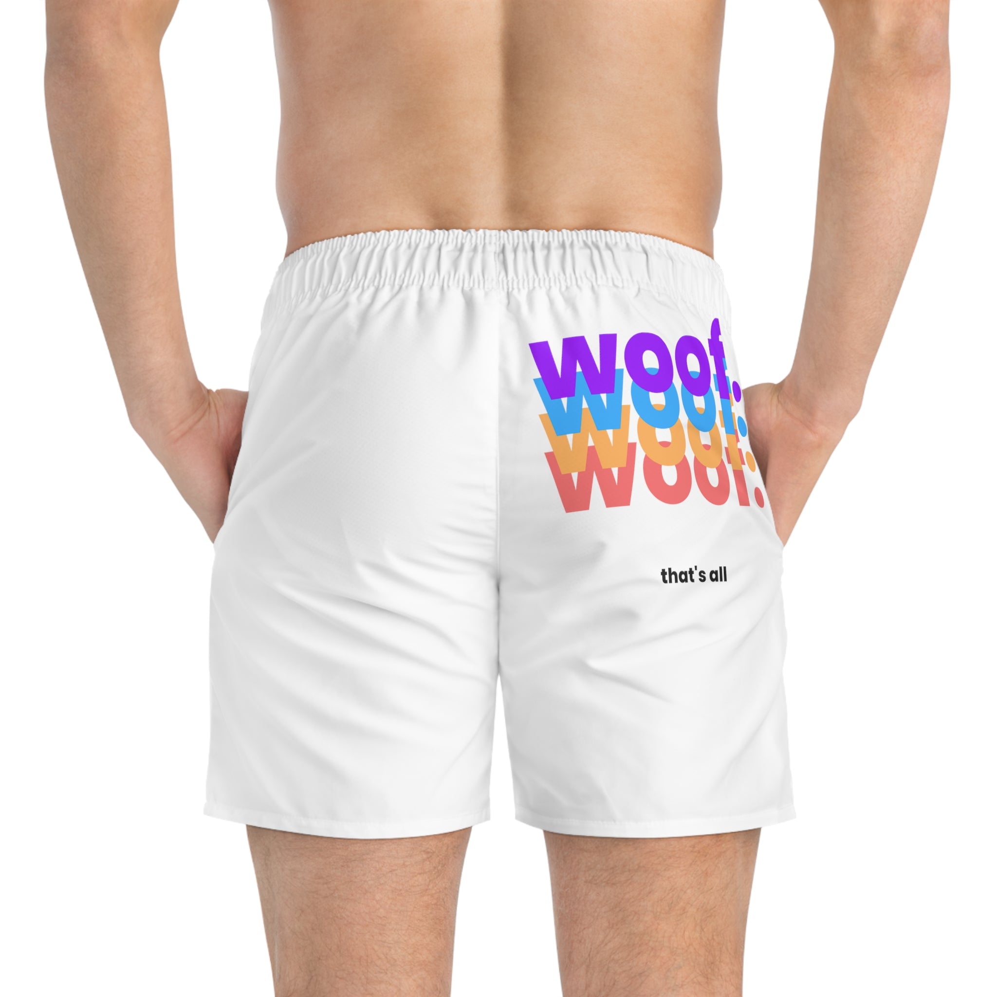 Mens "Woof" swim trunks