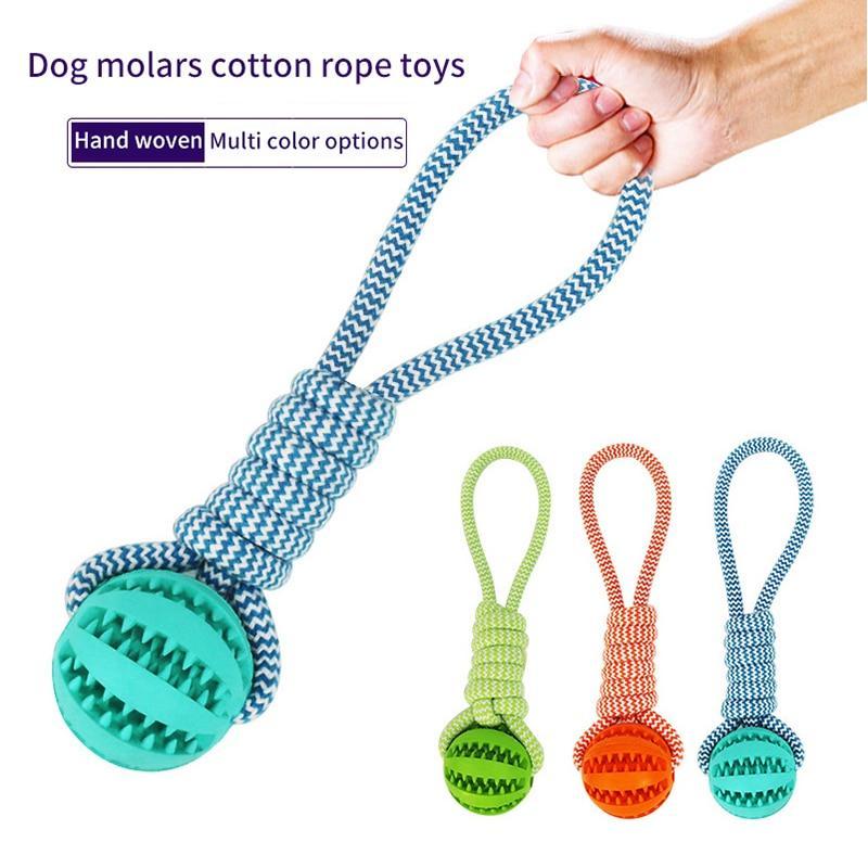 Durable Rubber Ball Chew Toy with Cotton Rope